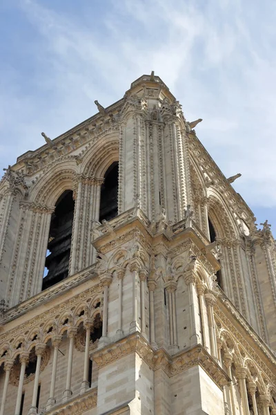 Front Tower Cathedral Notre Dame Paris 2019 — Stok fotoğraf