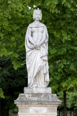 Paris / France - June 08, 2019: 1847 Marguerite de Provence statue in Luxembourg Gardens (Jardin du Luxembourg)