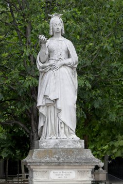 Paris / France - June 08, 2019: Anne de Bretagne 1846 statue in Luxembourg Gardens (Jardin du Luxembourg)