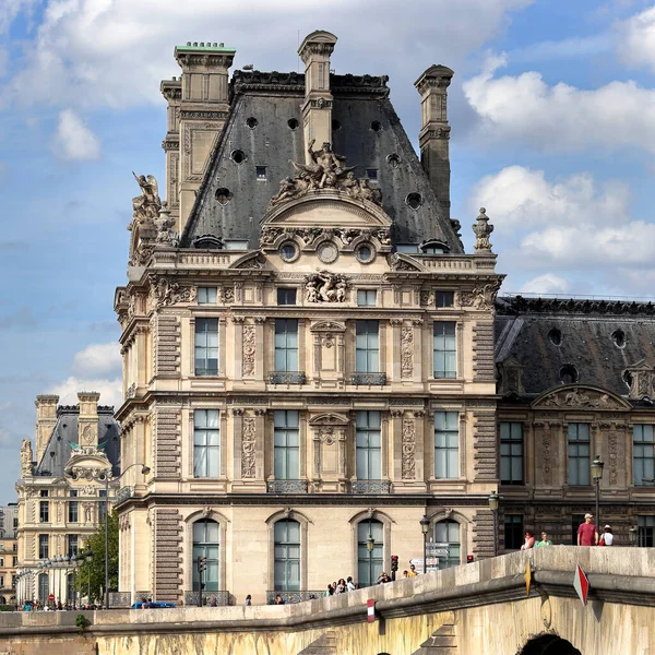 Architectural fragment of Louvre palace building in Paris, France