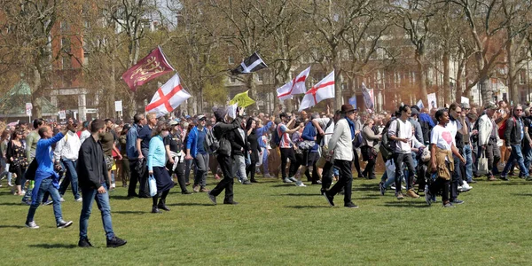 London April 2021 Unite Freedom Protest Covid Sceptics Demonstrators Opposing — Fotografia de Stock