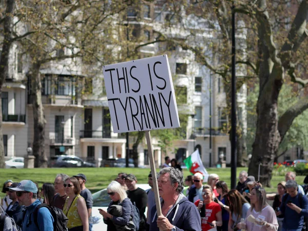 London April 2021 Unite Freedom Protest Covid Sceptics Demonstrators Opposing — Stock fotografie