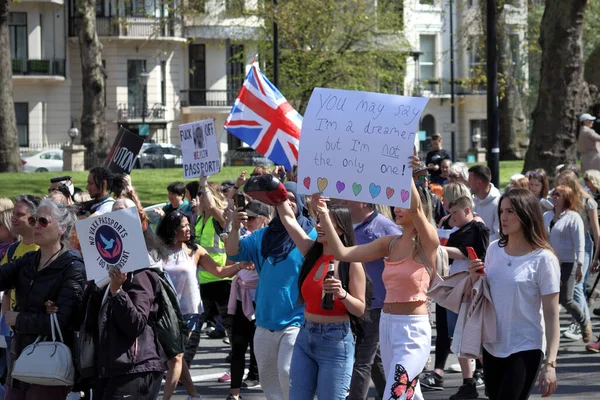 London April 2021 Unite Freedom Protest Covid Sceptics Demonstrators Opposing — Stock fotografie