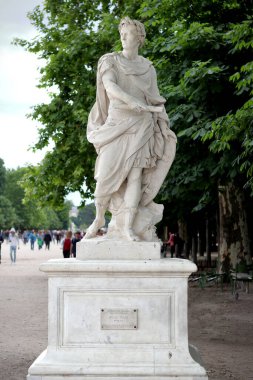 Paris / France - June 10 2019: Statue of Julius Caesar by Coustou Nicolas at Tuileries garden in Paris, France