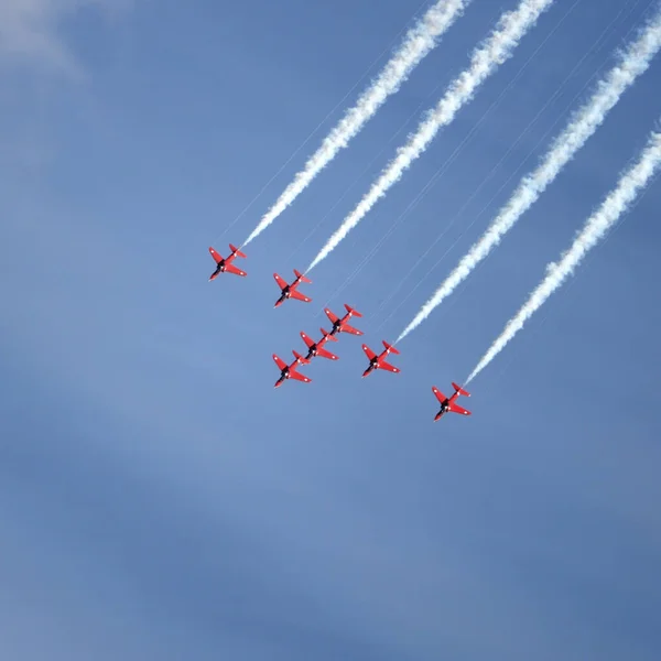 Exhibición Aérea Las Flechas Rojas Del Equipo Raf Fuerza Aérea — Foto de Stock