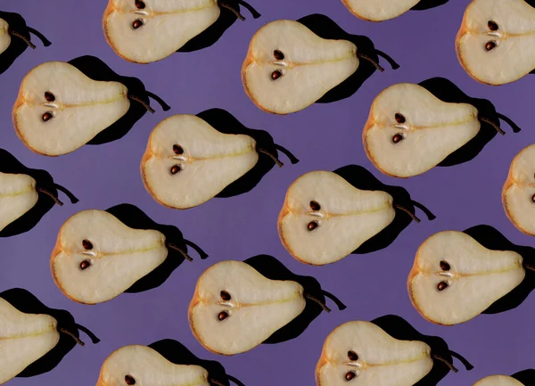 Seamless Pattern Ripe Pears Purple Background — Fotografia de Stock