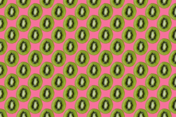 Kiwi Fruit Pattern Pink Background — Stock Fotó