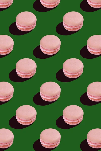 Pattern Colorful Macaroons Green Background — Stockfoto