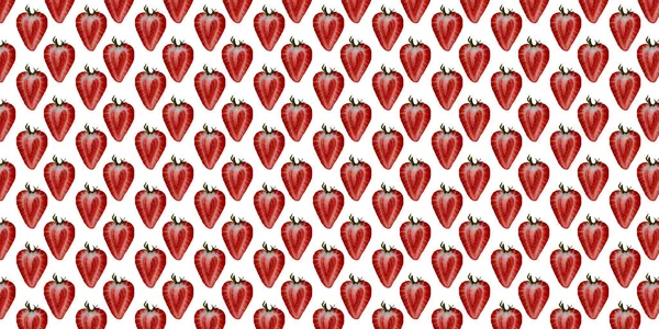 Seamless Pattern Strawberries White Background Vector Illustration — Fotografia de Stock