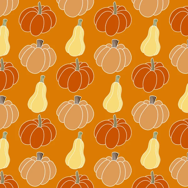 Senza Soluzione Continuità Modello Zucca Illustrazione Disegnato Mano Sfondo Colorato — Foto Stock