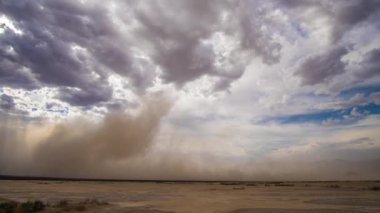 Time Lapse of sand storm with lot of dirt crawling in the air