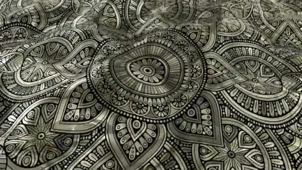 Ethnic Silver Ornament Loop Animation — Vídeo de Stock