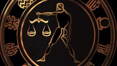 Şeffaf (alfa) arkaplan ile 3B Zodiac İşaret Terazi Canlandırması