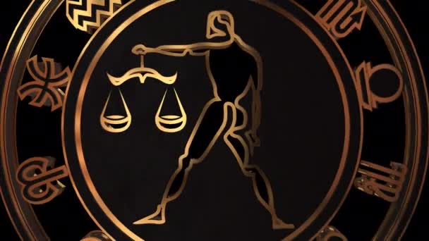 Zodiac Sign Libra Animation Transparent Alpha Background — Wideo stockowe