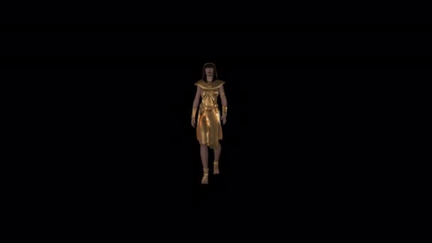 Ancient Egyptian God Isis Walking Transparent Alpha Background — Stockvideo