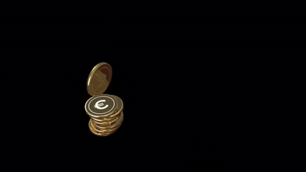 Euro Coins Animation Transparent Alpha Background — Stock Video