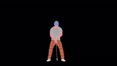Şeffaf (alfa) arkaplan ile 2D Golf Oyuncusu canlandırması