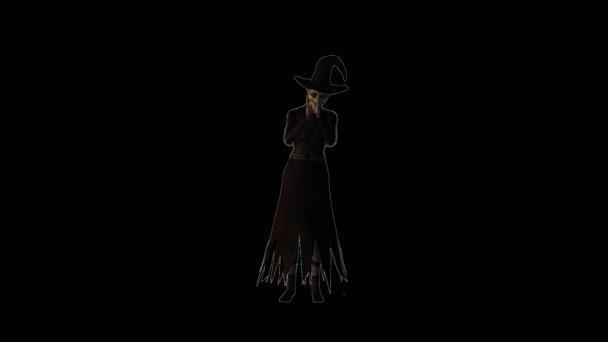 Evil Witch Laughing Transparent Alpha Background — Video Stock