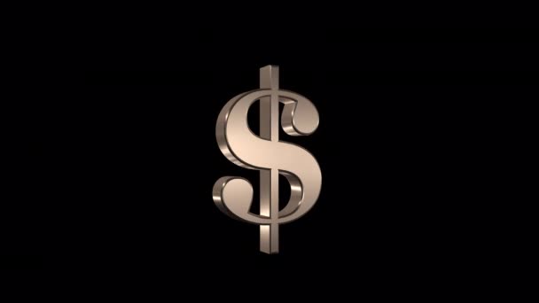 Usd Symbole Dollar Tournant Avec Fond Transparent Alpha — Video