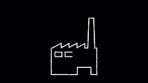 Электростанция Загрязнения Воздуха Эко Каракули Прозрачным Альфа Фоном — стоковое видео