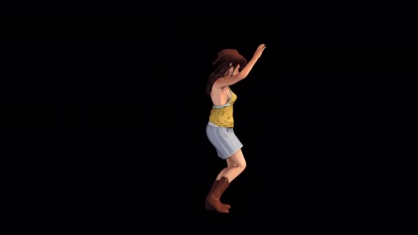 Kovboy Kız Şeffaf Alfa Arkaplan Ile Dans Animasyonu — Stok video