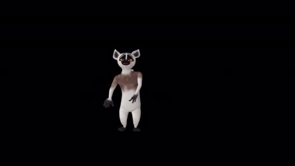 Cartoon Lemur Dancing Animation Transparent Alpha Background — Αρχείο Βίντεο