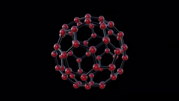 Bucky Ball Animacja Molekularna Przezroczystym Alfa Tłem — Wideo stockowe