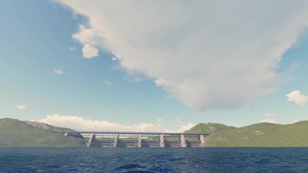 Güneşli Bir Günde Baraj Animasyonu — Stok video