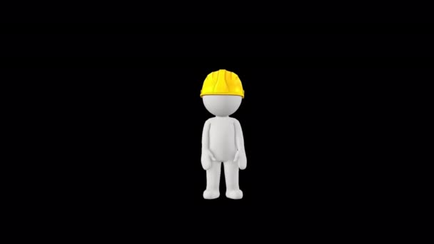 Worker Character Talking Transparent Background — Stock video