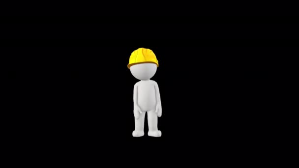 Worker Character Talking Transparent Alpha Background — Wideo stockowe