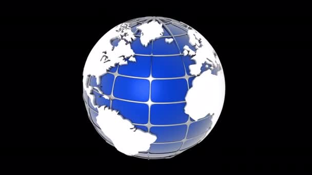 Spinning Earth Globe Blue Animation — Video Stock