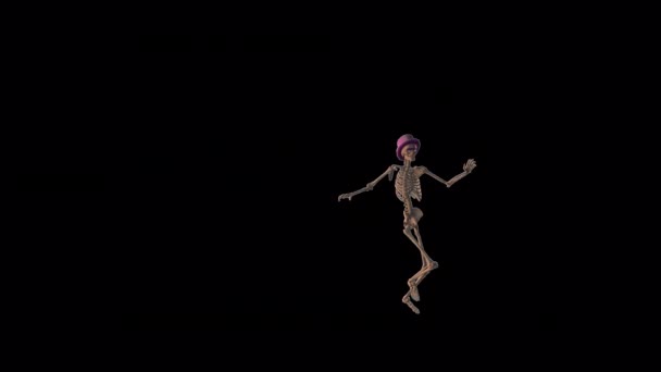 Şeffaf Alfa Arkaplan Ile Skelet Komik Koşu Animasyonu — Stok video