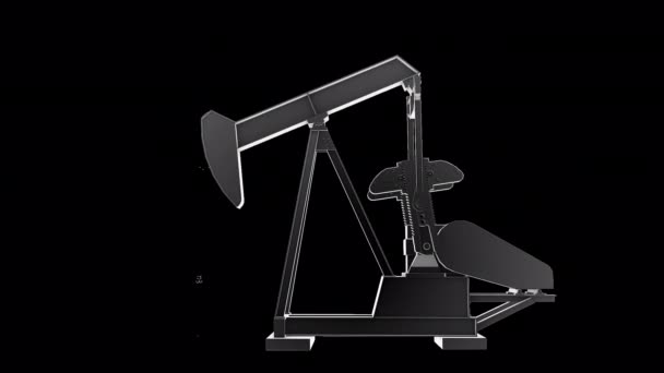 Oil Pump Jack Animation Mit Transparentem Alpha Hintergrund — Stockvideo