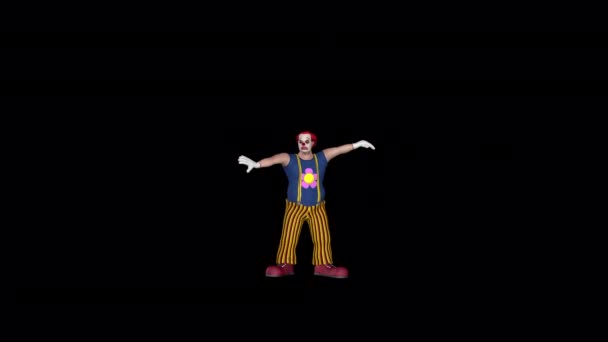 Dancing Clown Animation Transparent Alpha Background — Vídeo de Stock