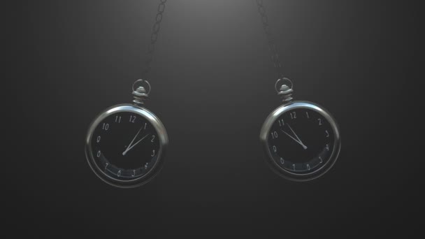 Swinging Hypnotic Clocks Pendulum Animation — 图库视频影像