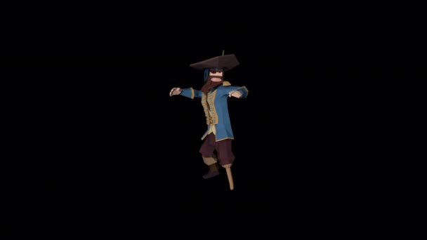 Pirate Captain Dance Long Animation — Stock Video