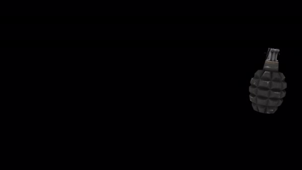 Ручная Граната Анимация Прозрачным Фоном — стоковое видео