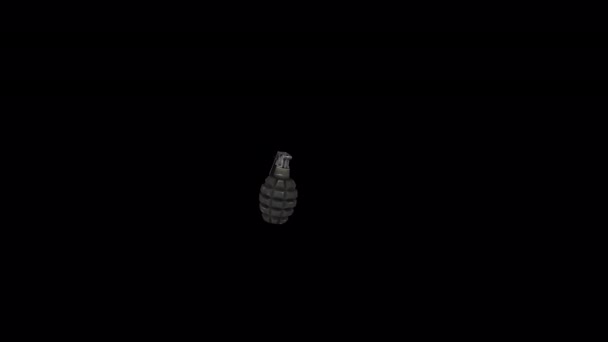 Hand Grenade Animation Διαφανές Άλφα Φόντο — Αρχείο Βίντεο