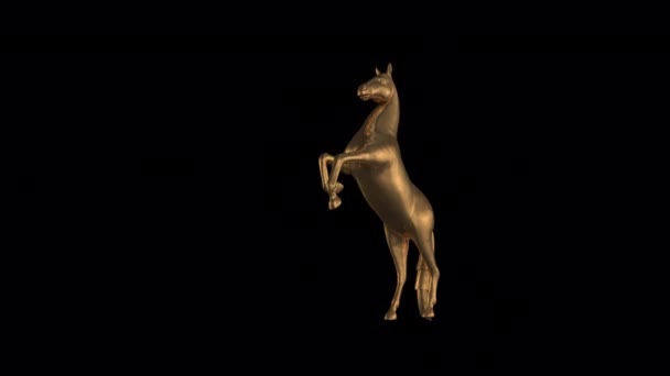 Gold Horse Pesade Animation Transparent Alpha Background — ストック動画