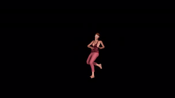 Şeffaf Alfa Arkaplan Ile Kadın Swing Dansçısı Animasyonu — Stok video