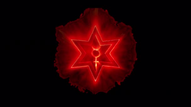 Burning Alchemy Symbols Transparent Alpha Background — Stock Video