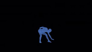 Blue Wired Dancer animation in 3d