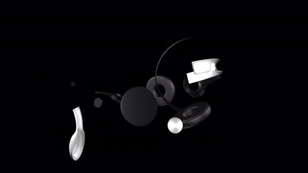 Black White Headphones Animation — Stockvideo