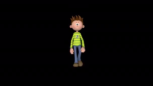 Boy Toon Walking Animation — Stock video