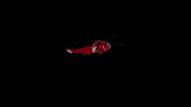 Red Rescue Helicopter Animation Transparent Background — Αρχείο Βίντεο