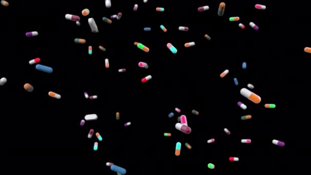 Colorful Pills Rain Animation — Stockvideo