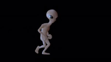 3D animasyonda koşan bir uzaylı
