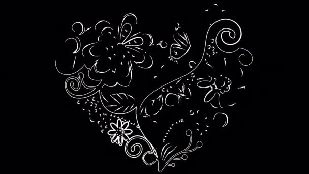 Valentines Day Hearts Calligraphy Animation — Stock Video