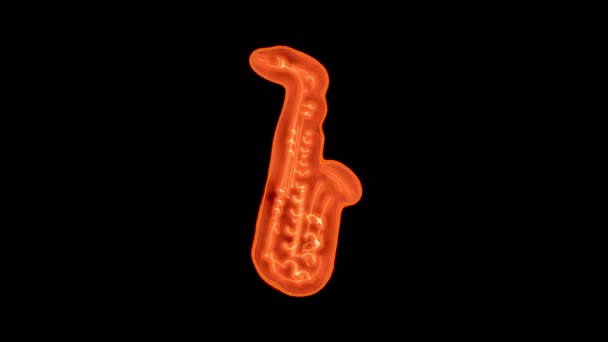 Jazz Saxophone Burning Orange Animation — Video Stock