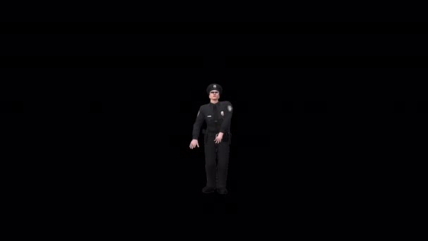 Dancing Police Officer Animation Black — Stockvideo